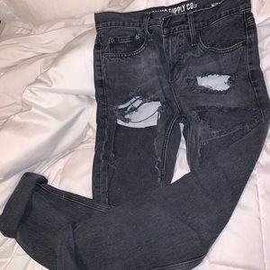 Distressed black jeans